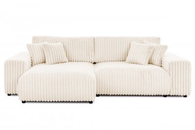 CASANOVA PARIS Caisa - Canap&eacute; D'angle Convertible Velours C&ocirc;tel&eacute; 4 Places Beige