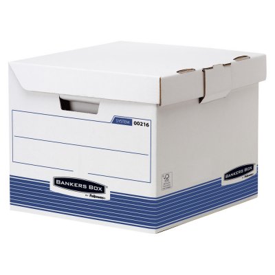 BANKERS BOX Caisse d'archivage Flip Top Cube System Bleu et Blanc