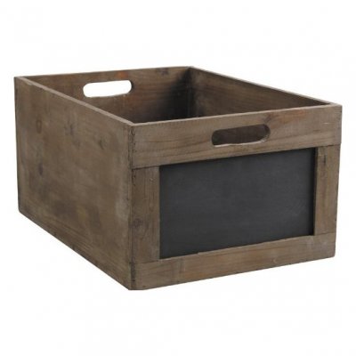 AUBRY GASPARD Caisse de rangement en bois avec ardoise 35 x 23 x 17,5 cm - Marron