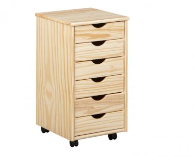 LINK S Caisson de bureau sur roulettes nils 6 tiroirs bois massif vernis fsc