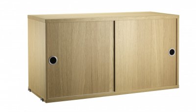 Caisson en ch&ecirc;ne 2 portes coulissantes 78 x 30 x 42 cm - String furniture