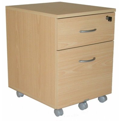 Caisson mobile 2 tiroirs contemporain - D&eacute;cor h&ecirc;tre - L 43 cm