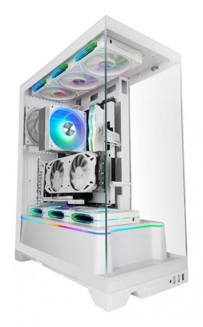 MARS GAMING Caja  MC-PRISMA Triple Cristal ARGB Blanco Semitorre ATX