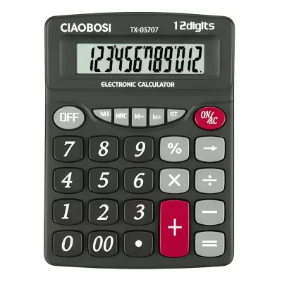 AVIZAR Calculatrice de Bureau 12 Chiffres Multifonction avec Ecran LCD Noir