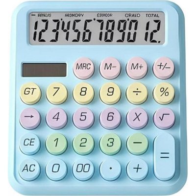 AVIZAR Calculatrice de Bureau 12 Chiffres Silencieuses Design Macaron Bleu