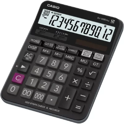 CASIO Calculatrice de bureau  DJ-120DPLUS noir solaire, &agrave; pile(s) 