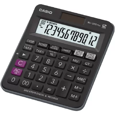 CASIO Calculatrice de bureau  MJ-120DPLUS noir solaire, &agrave; pile(s) 