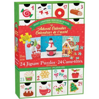EUROGRAPHICS Calendrier de l'Avent - Sweet Christmas - 24 Puzzles - 50 pi&egrave;ces