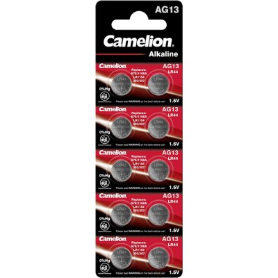 CAMELION  - lot de 10 piles bouton alkaline AG13 LR44 A76 357 S44W 157