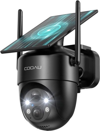 COOAU Cam&eacute;ra de surveillance ext&eacute;rieure solaire WiFi  2K Blanc WiFi 6 PTZ