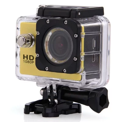 YONIS Camera embarqu&eacute;e sport lcd caisson &eacute;tanche waterproof full hd 1080p jaune 8 go 