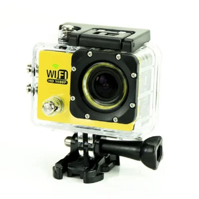 YONIS Camera Embarqu&eacute;e Sports Wi-Fi LCD Caisson &Eacute;tanche Waterproof 12 Mp HD Jaune 64Go - 