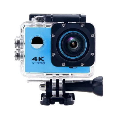YONIS Cam&eacute;ra Etanche 4K Sport Ecran LCD 2' Pouces Option Slow Motion Wi-Fi HDMI Bleu + SD 32Go