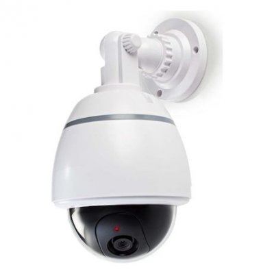 CONECTICPLUS Cam&eacute;ra factice de surveillance d&ocirc;me motoris&eacute;e - ip44 blanche