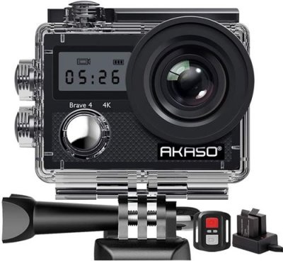 GENERIQUE Cam&eacute;ra sport 4k akaso sy001 20mp stabilisateur d'image 2 batteries kit d'accessoires noir