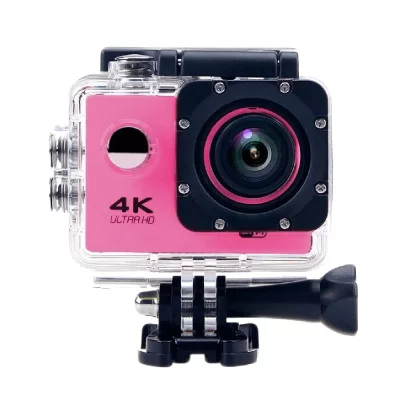 YONIS Cam&eacute;ra Sport 4K Etanche Slow Motion 16Mp Angle 170&deg; Wi-Fi Rose + Kit de Fixation + SD 16Go