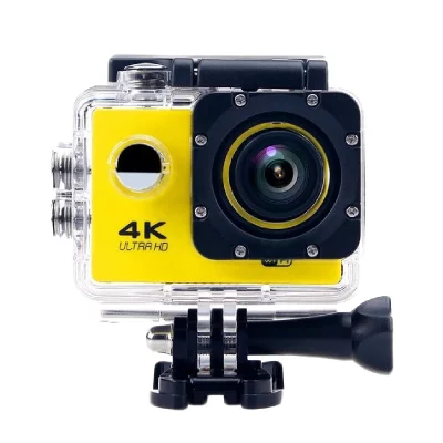 YONIS Cam&eacute;ra Sport Etanche 4K Slow Motion Grand Angle 170&deg; Jaune + Kit de Fixation + SD 16Go