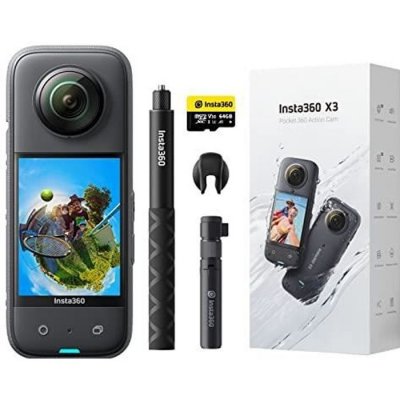 INSTA360 Cam&eacute;ra sport &eacute;tanche &agrave; 360&deg; avec capteurs 1/2 48 MP - X3 Creator Kit