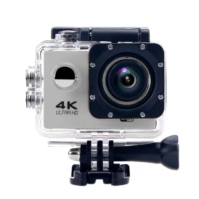 YONIS Cam&eacute;ra Sport Etanche R&eacute;solution 4K Slow Motion 16Mp Grand Angle 170&deg; Argent + SD 64Go