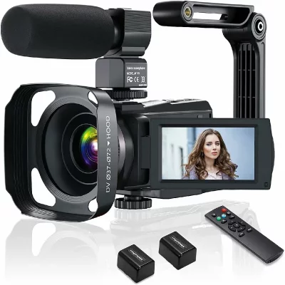 VENDOS85 Camescope vid&eacute;o 4K WiFi avec microphone IR vision nocturne Full HD noir