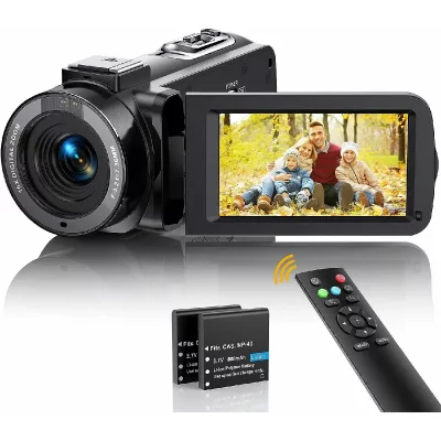 VENDOS85 Cam&eacute;scope Vid&eacute;o FHD 1080P 36MP 30FPS avec T&eacute;l&eacute;commande, 2 Piles noir