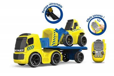 OUAPS Camion remorque radiocommand&eacute;  avec bulldozer
