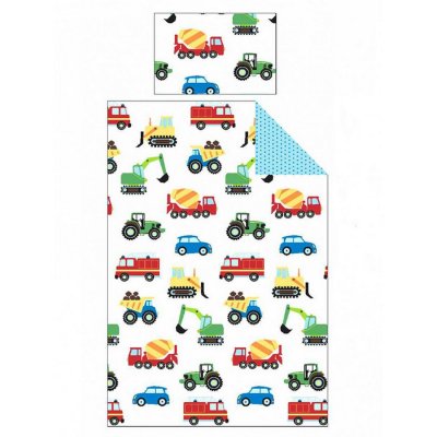 ARGOFIELD Camions et transport housse de couette simple et taie d'oreiller