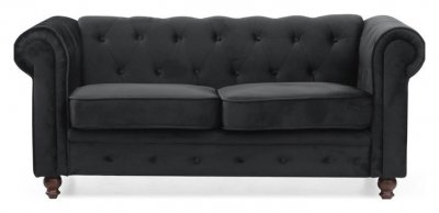 MENZZO Canap&eacute; 2 places Chesterfield Velours Noir