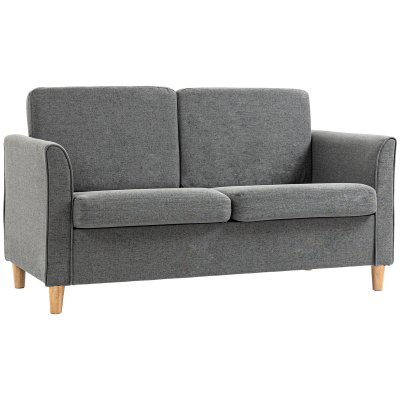 HOMCOM Canap&eacute; 2 places design scandinave tissu lin