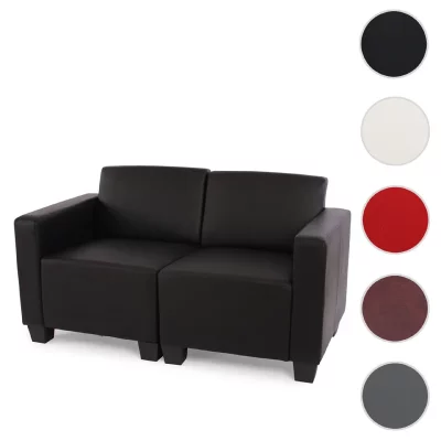 MENDLER Canap&eacute; 2 places lounge/salon Lyon, modulable, simili-cuir, noir