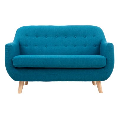 MILIBOO Canap&eacute; 2 places scandinave d&eacute;houssable bleu canard et bois YNOK