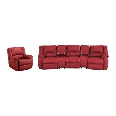 VENTE UNIQUE Canap&eacute; 3+1 places relax en cuir AROMA - Rouge
