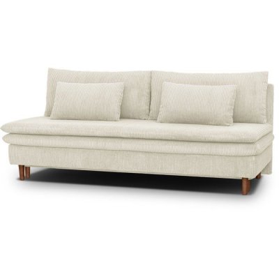 AUCUNE Canap&eacute; 3 places  MASSA velours c&ocirc;tel&eacute; beige L195 x H82 x P86 cm