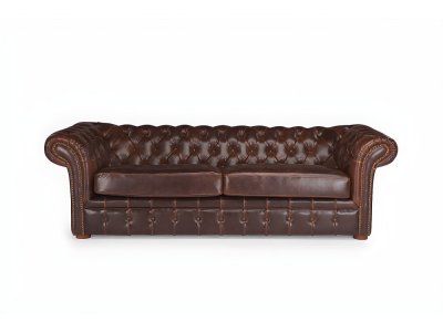VENTE UNIQUE Canap&eacute; 3 places chesterfield CLOTAIRE 100% cuir vieilli 