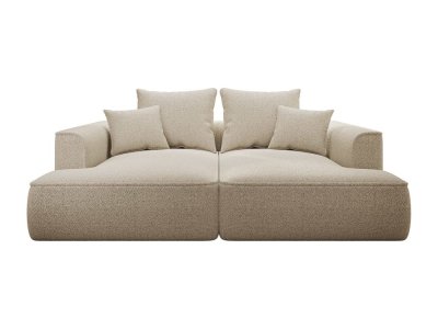 VENTE-UNIQUE Canap&eacute; 3 places confort assise profonde en tissu chenille beige PINETA