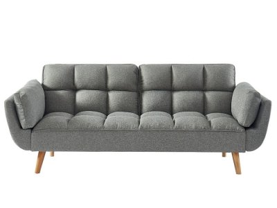 VENTE UNIQUE Canap&eacute; 3 places convertible clic-clac en tissu LOELINE - Gris chin&eacute; 