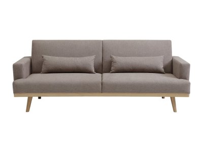 VENTE UNIQUE.COM Canap&eacute; 3 places convertible clic-clac en tissu taupe ESME 