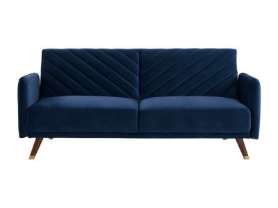 VENTE UNIQUE Canap&eacute; 3 places convertible clic-clac en velours JORIS - Bleu nuit