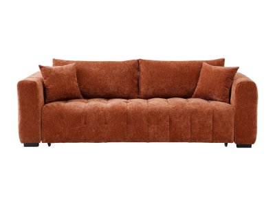 VENTE-UNIQUE Canap&eacute; 3 places convertible en tissu textur&eacute; terracotta PANILO
