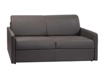 VENTE UNIQUE Canap&eacute; 3 places convertible express en simili CALIFE - Gris - Couchage 140 cm
