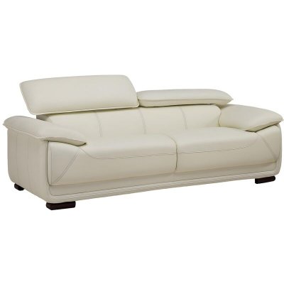 VENTE UNIQUE Canap&eacute; 3 places en cuir macelo - Ivoire - Ivoire