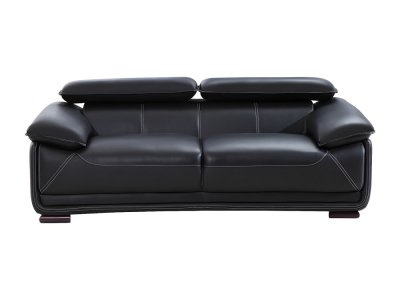 VENTE UNIQUE Canap&eacute; 3 places en cuir MACELO - Noir - Noir