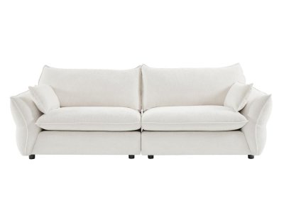 VENTE UNIQUE Canap&eacute; 3 places en tissu chenille blanc ivoire ZOMILO de Maison C&eacute;phy
