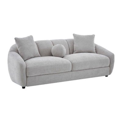 VENTE UNIQUE.COM Canap&eacute; 3 places en tissu textur&eacute; gris clair NAFEKI