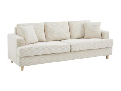 VENTE UNIQUE Canap&eacute; 3 places en velours c&ocirc;tel&eacute; beige YOCABA