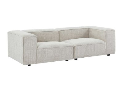 VENTE UNIQUE.COM Canap&eacute; 3 places modulable en tissu chenille beige RUZOLO