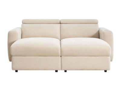 VENTE UNIQUE Canap&eacute; 3 places relax &eacute;lectrique assise profonde en tissu beige BERALDA