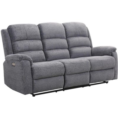 VENTE UNIQUE Canap&eacute; 3 Places Relax &eacute;lectrique avec Tablette NEVERS en Tissu - Anthracite
