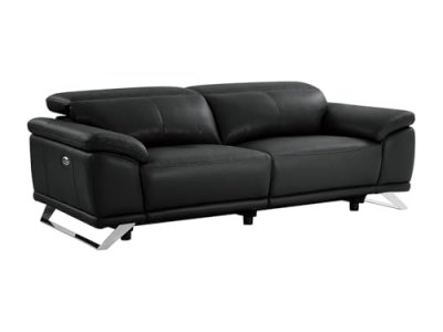 VENTE UNIQUE Canap&eacute; 3 places relax &eacute;lectrique en cuir de vachette noir AZIDEE II