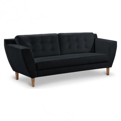 PARIS PRIX Canap&eacute; 3 Places Scandinave Capitonn&eacute; En Tissu Noir DANA